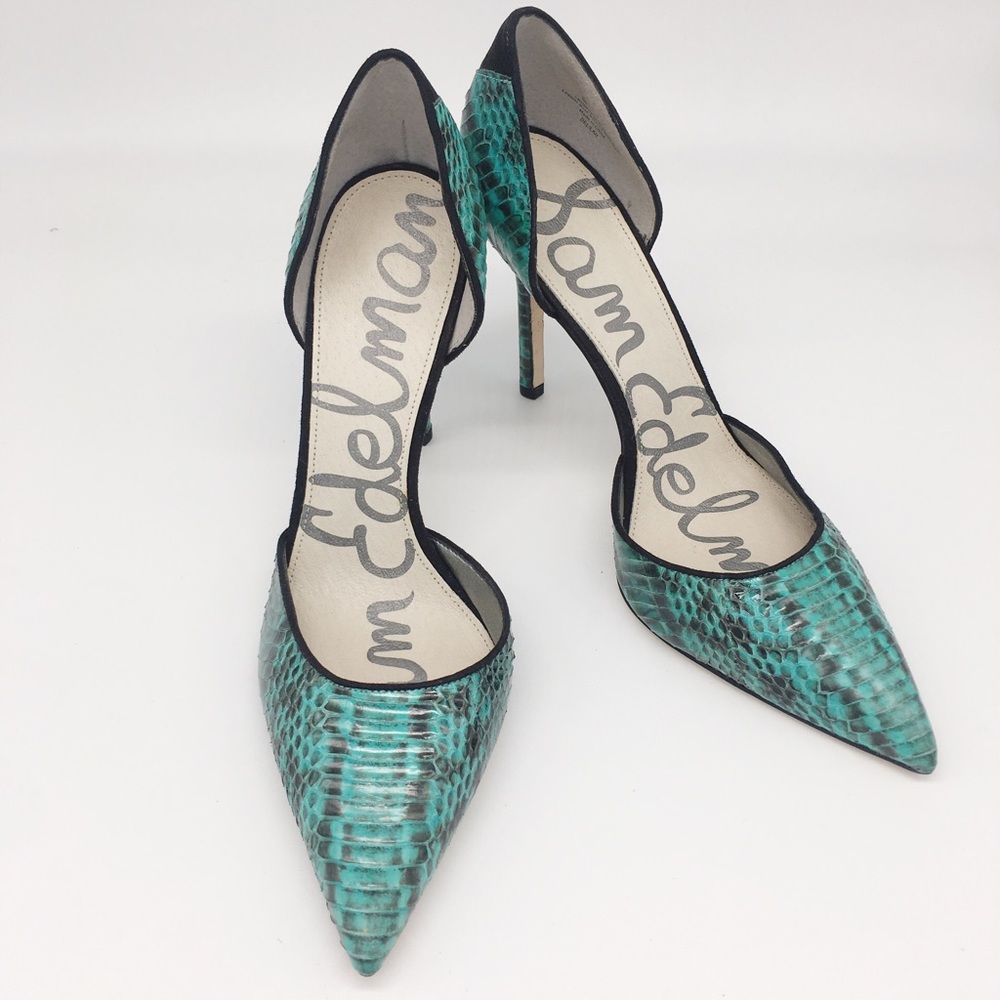 Sam Edelman Snake Print Turquoise D’Orsay Pump